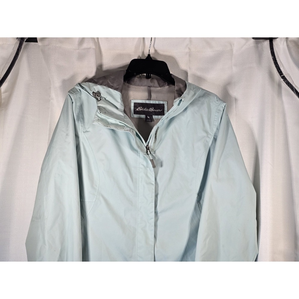 Eddie Bauer Teal Weatheredge Jacket Womens Size Large Rain Shell Hoodie Full Zip